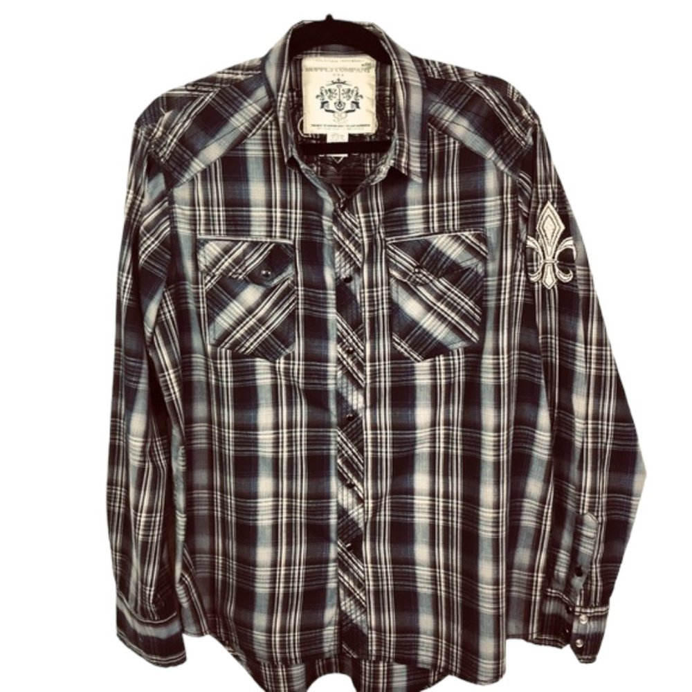 Supply Company USA Snap Large Men Multicolor Plaid Button Down Western